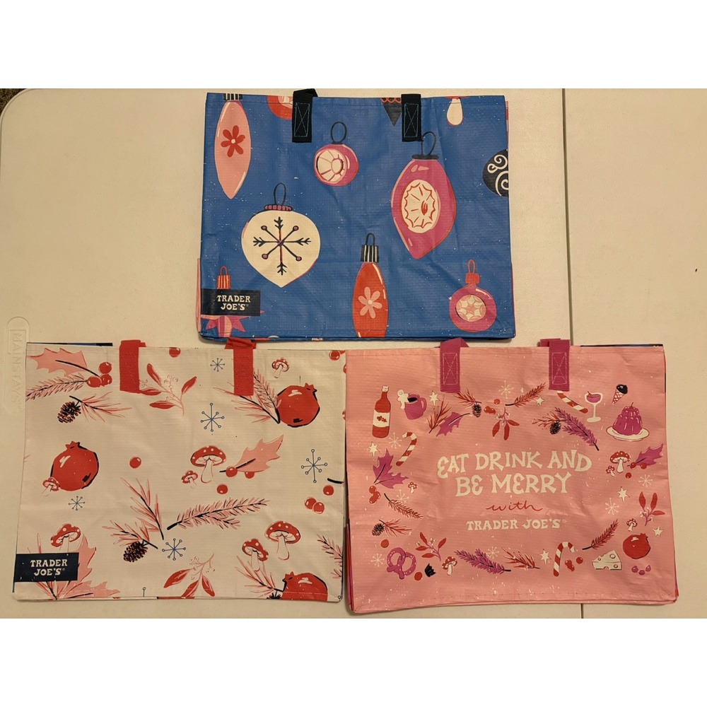 Trader Joes's Holiday Gift Tote Bag 3 Set Limited Christmas Holiday 2024. New.